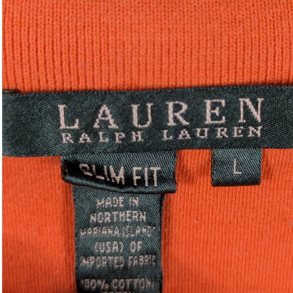 Lauren Ralph Lauren Men’s Large Slim Fit Polo Shirt Orange Cotton LRL Logo USA - Picture 2 of 3